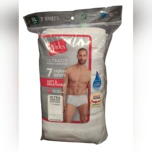 Hanes Men's XL Ultimate Tagless White Briefs Ultra Comfort Waistband 7 Pack NWT